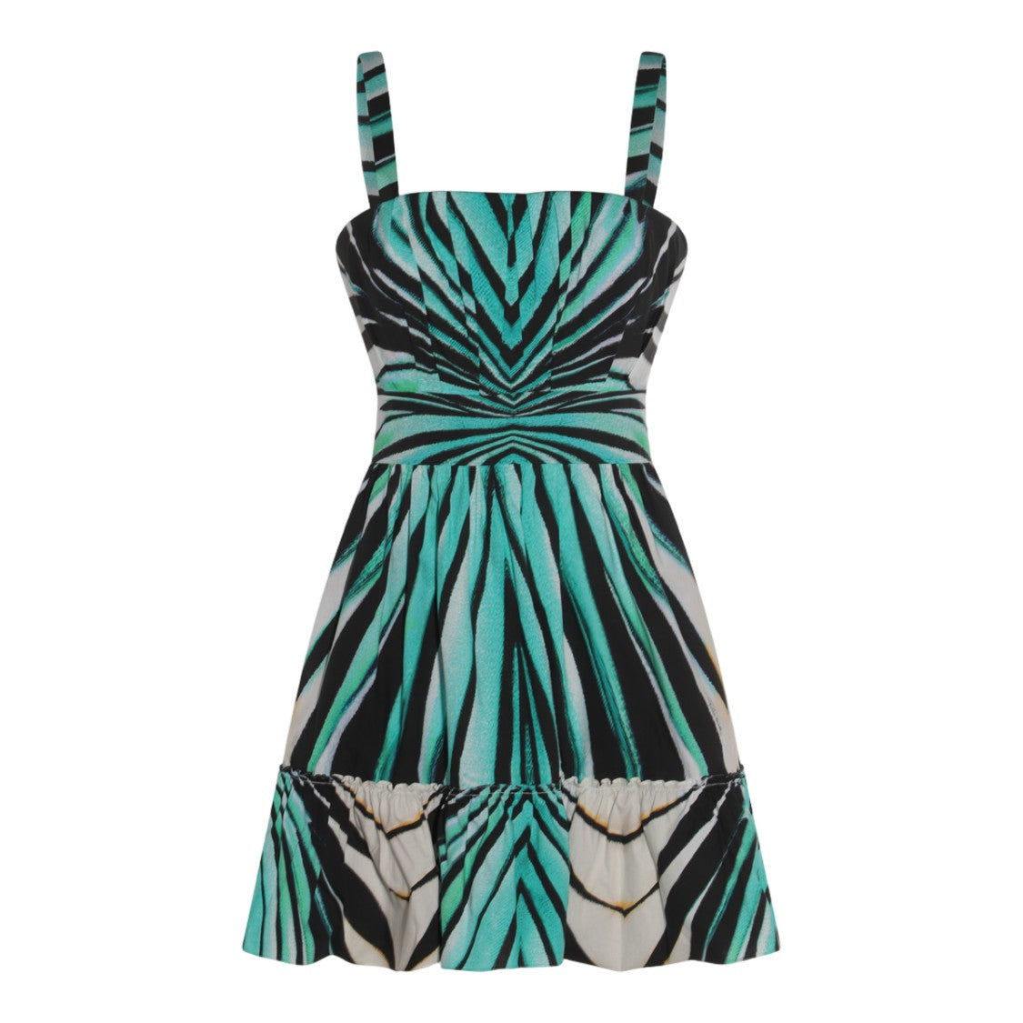 Roberto Cavalli Turquoise Zebra Print Mini Dress