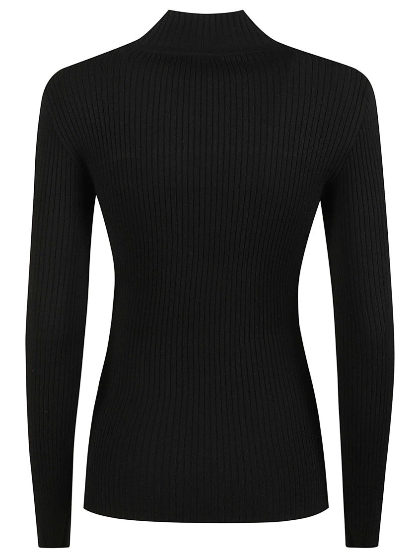 Courrèges Mock Neck Fitted Ribbed Cut-Out Sweater