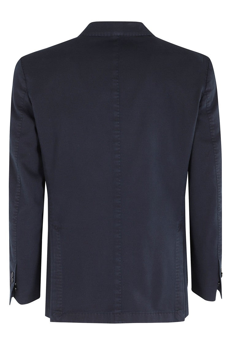 Santaniello Blue Oxford Single-Breasted Cotton Jacket