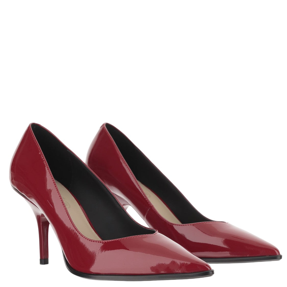 Pinko Red Leather Pointed-Toe Logo Pumps
