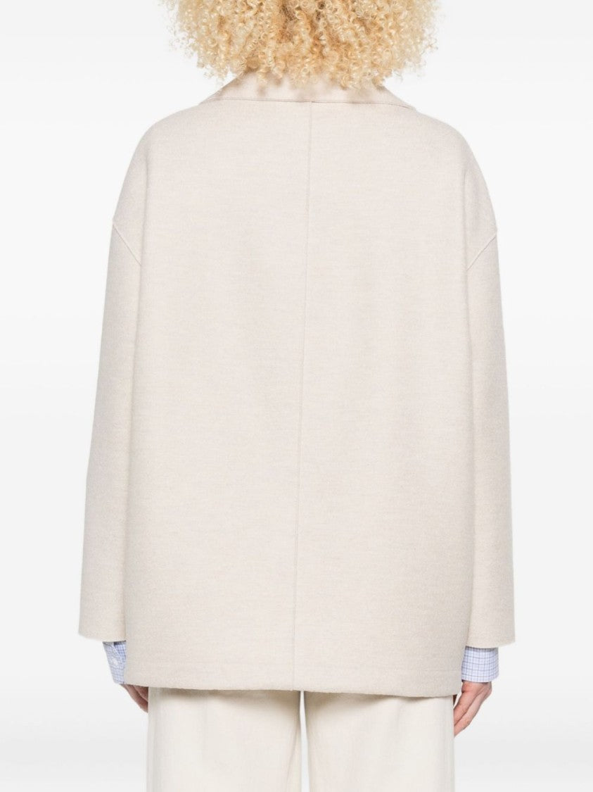 Harris Wharf London Boxy Beige Double-Breasted Coat