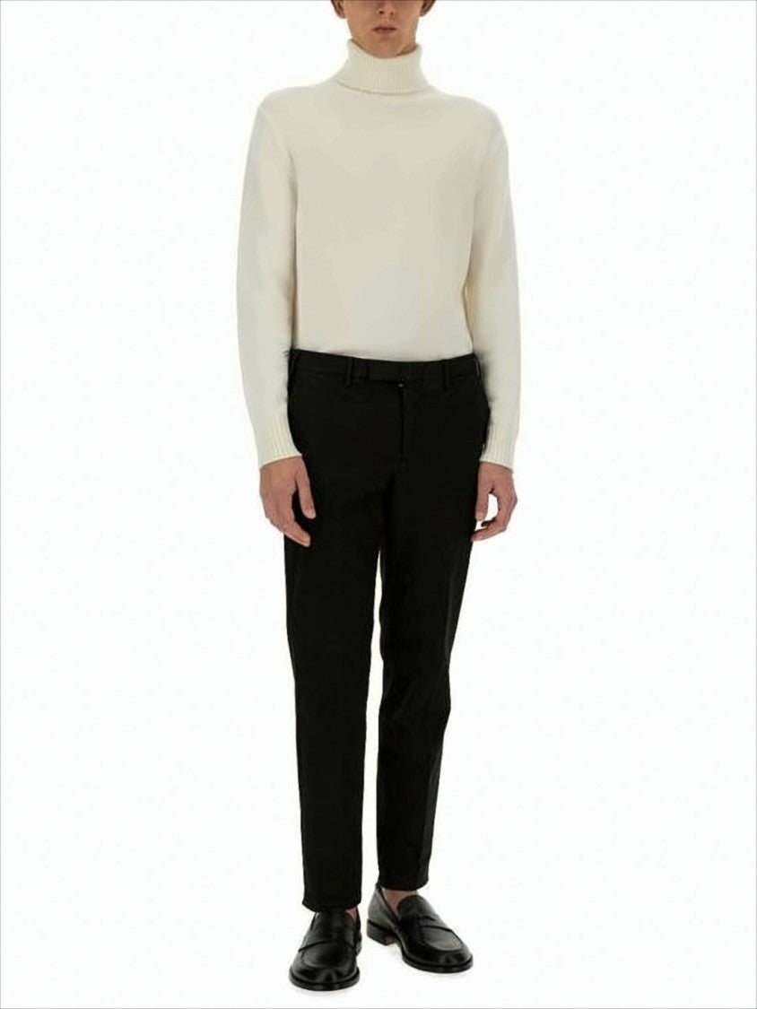 Pt Torino Tailored Slim Fit Black Suit Pants With Flat Waistband