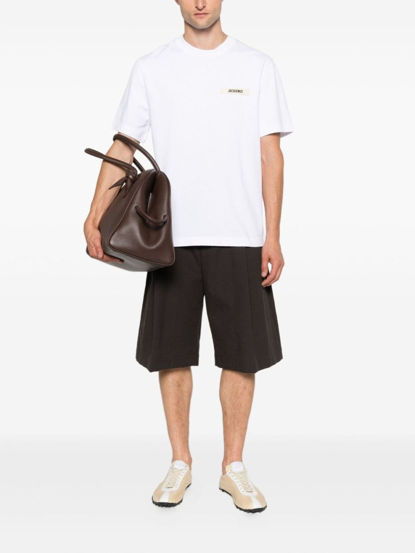 Jacquemus White Rectangular Patch Relaxed Silk T-Shirt
