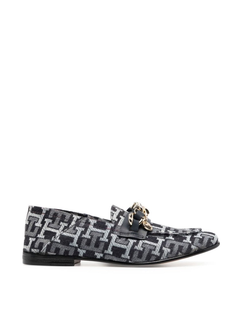 Tommy Hilfiger Chain Detail Monogram Denim Loafers