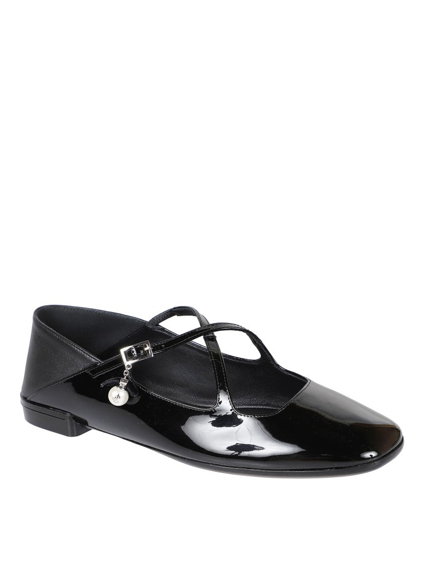 Jimmy Choo Glossy Black Flat Shoes