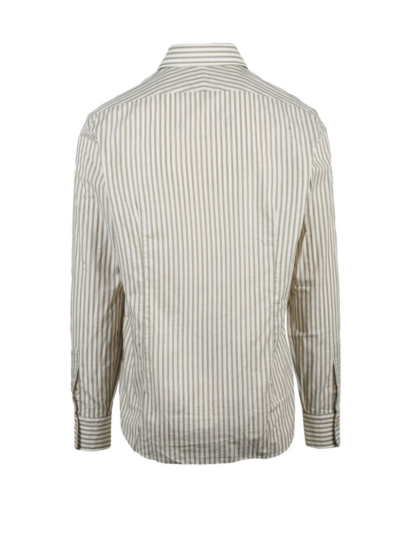 Alessandro Gherardi Cream Beige Striped Cotton Shirt