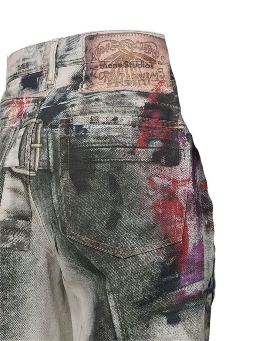 Acne Studios Paint-Splattered Loose-Fit Straight Pants With Multiple Pockets