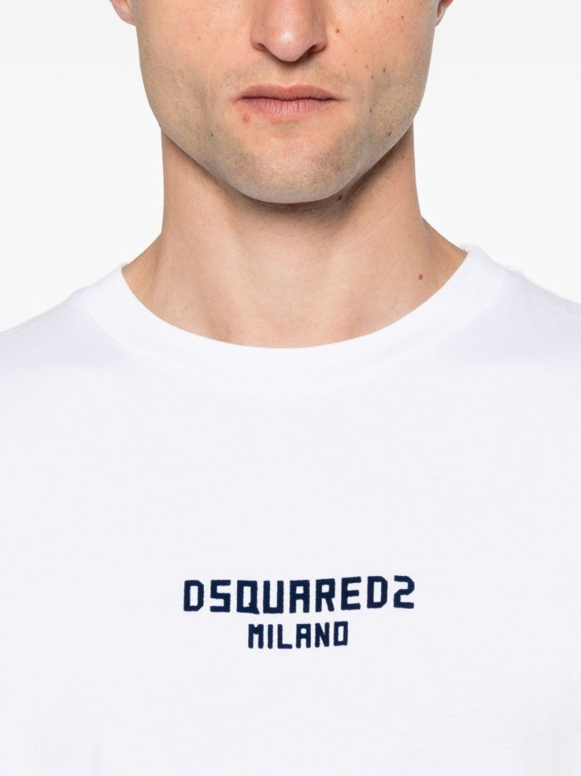 Dsquared2 Embroidered Logo Short-Sleeved T-Shirt In Pristine White