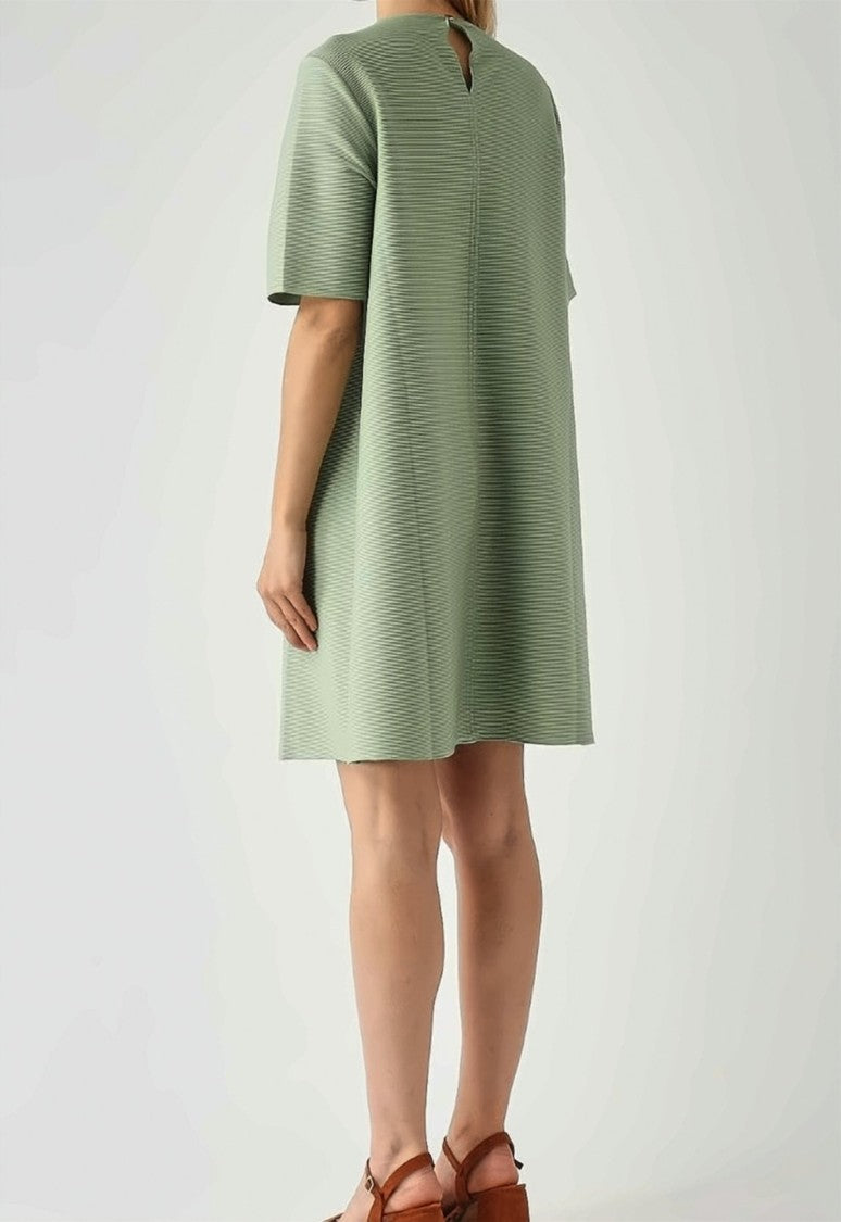 Max Mara Mmlzucca Wide Flared Raised Microlines Dress