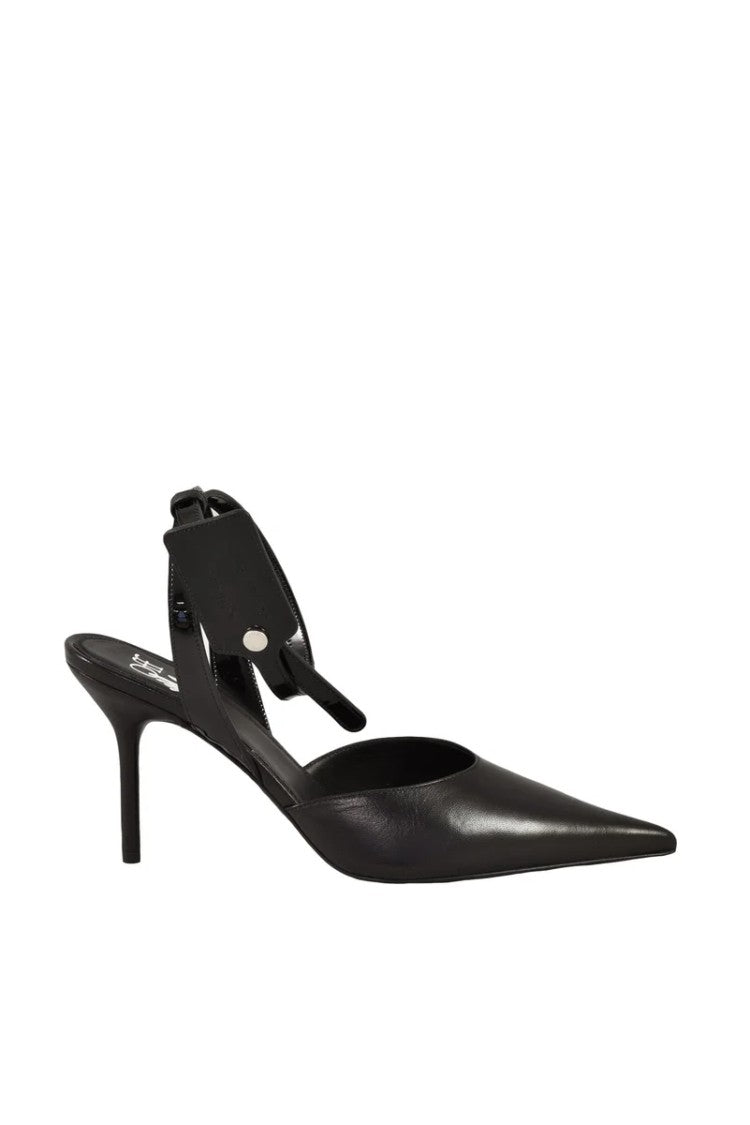 Off-White Pointed Toe Sandal Heel 10Cm - Black