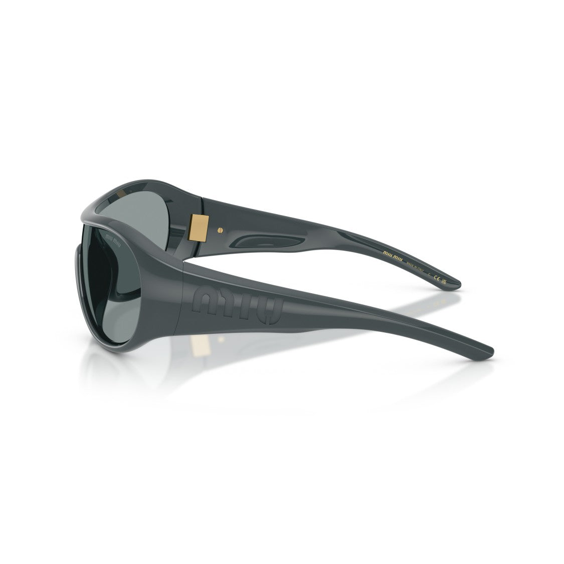 Miu Miu Wraparound Sunglasses With Matte Black Frame