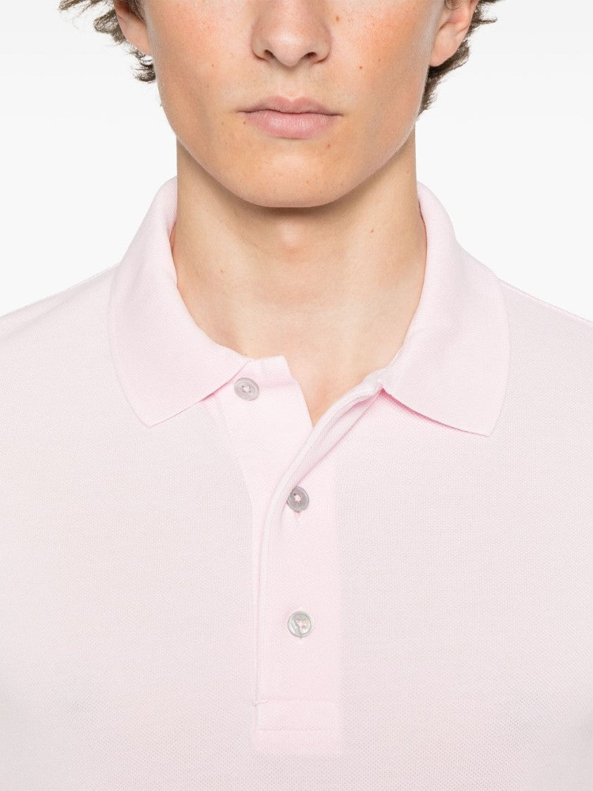 Tom Ford Light Pink Polo Shirt With Front Button Placket