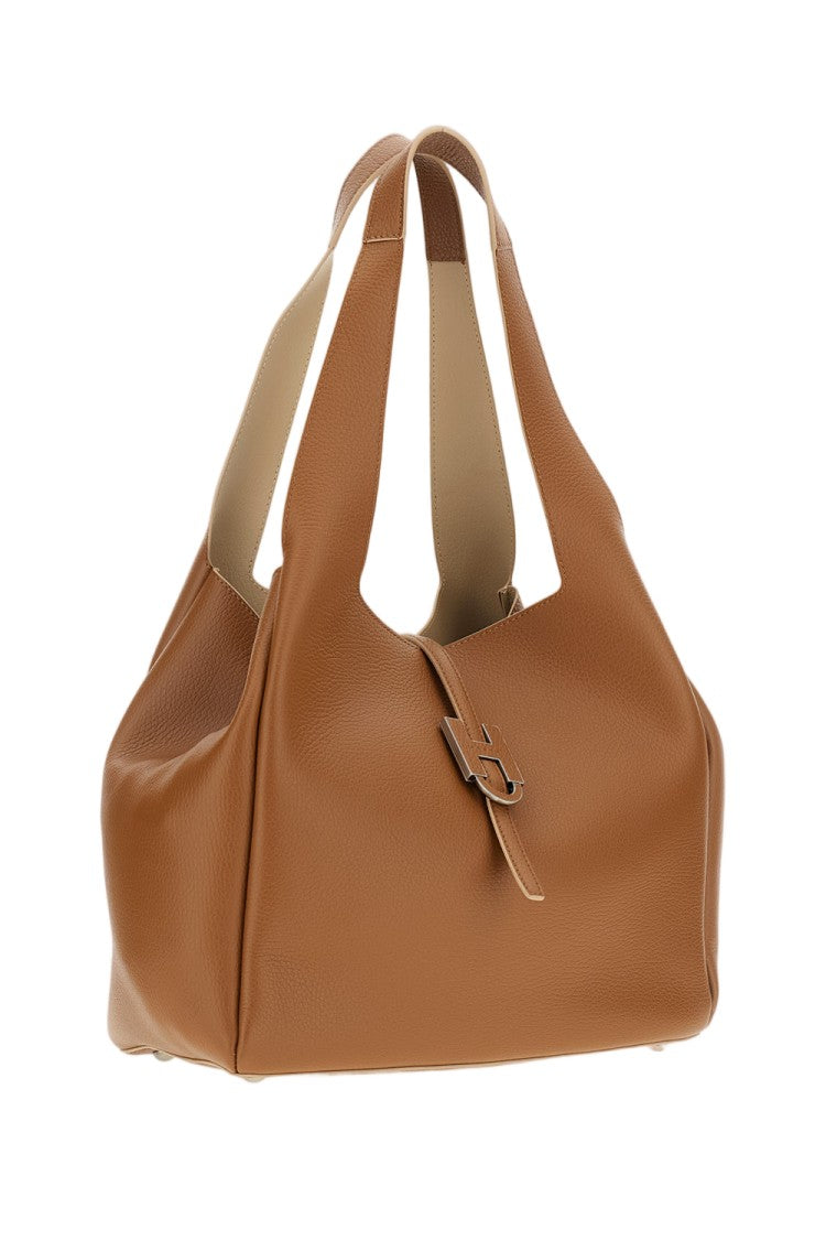 Hogan Beige Leather Shopping Trend Tote Bag