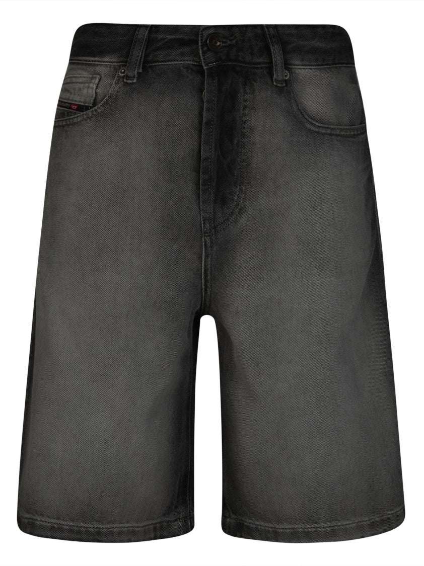 Diesel Faded Black Mid Length Denim Shorts