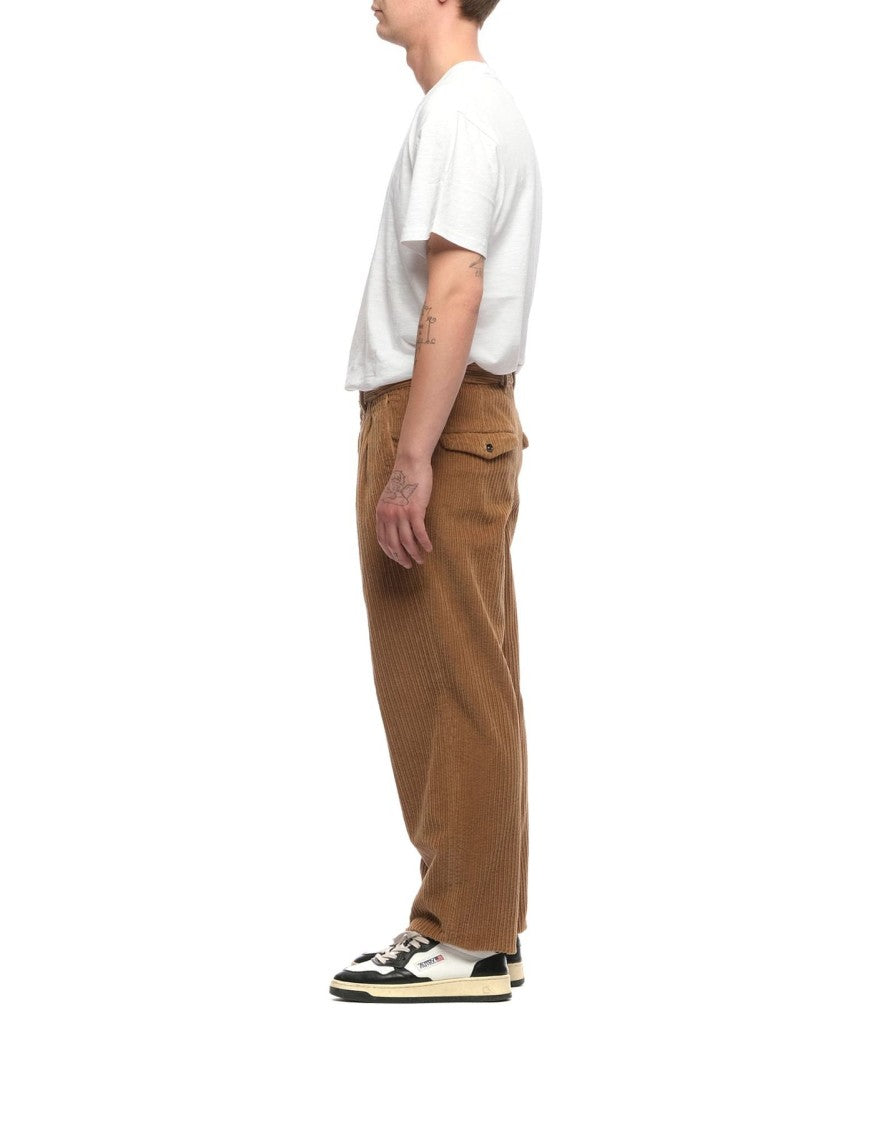 Nine In The Morning Soft Straight-Leg Corduroy Trousers In Warm Beige