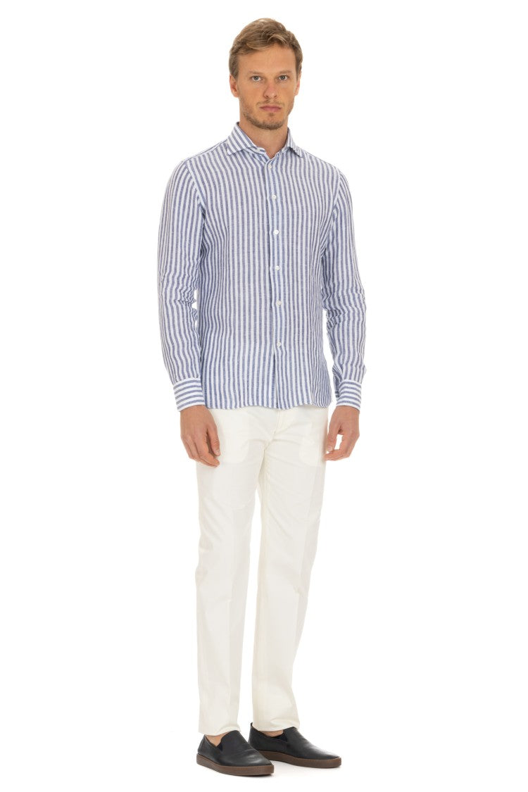 Borriello Pure Linen Striped Tailored Shirt