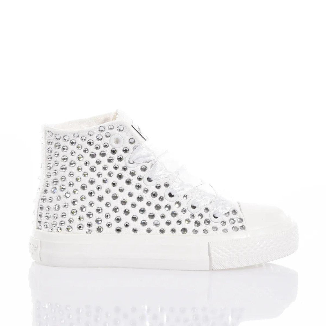Mimanera High-Top Canvas Sneakers With Swarovski Crystal Embellishments