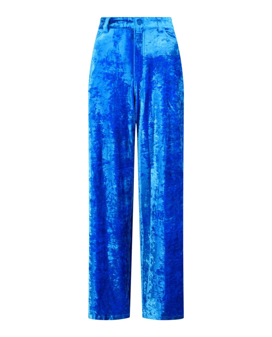 Balenciaga Crushed Velvet Wide-Leg Pants With Drawstring Waistband