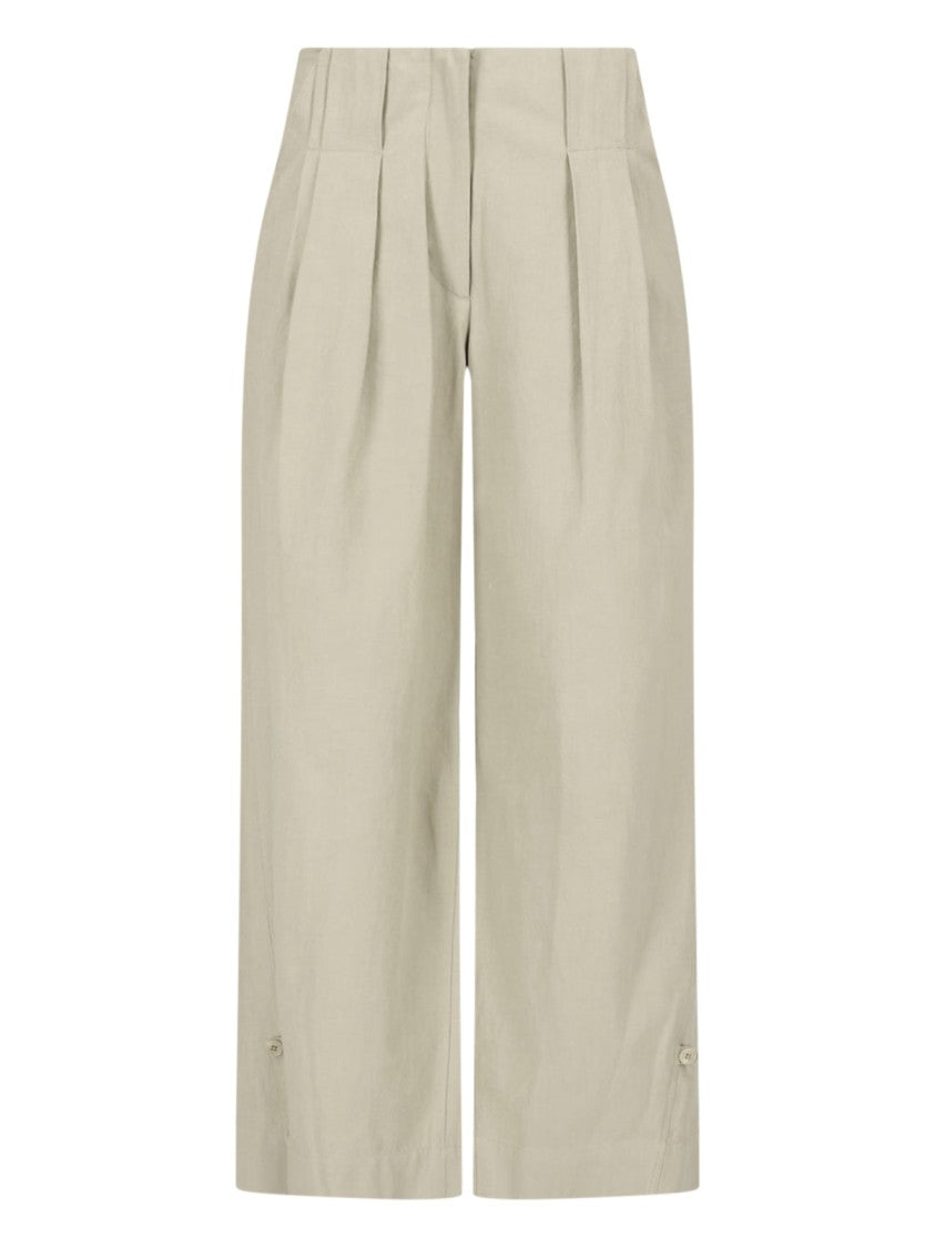 Low Classic Beige Tailored Pleated Straight-Leg Pants
