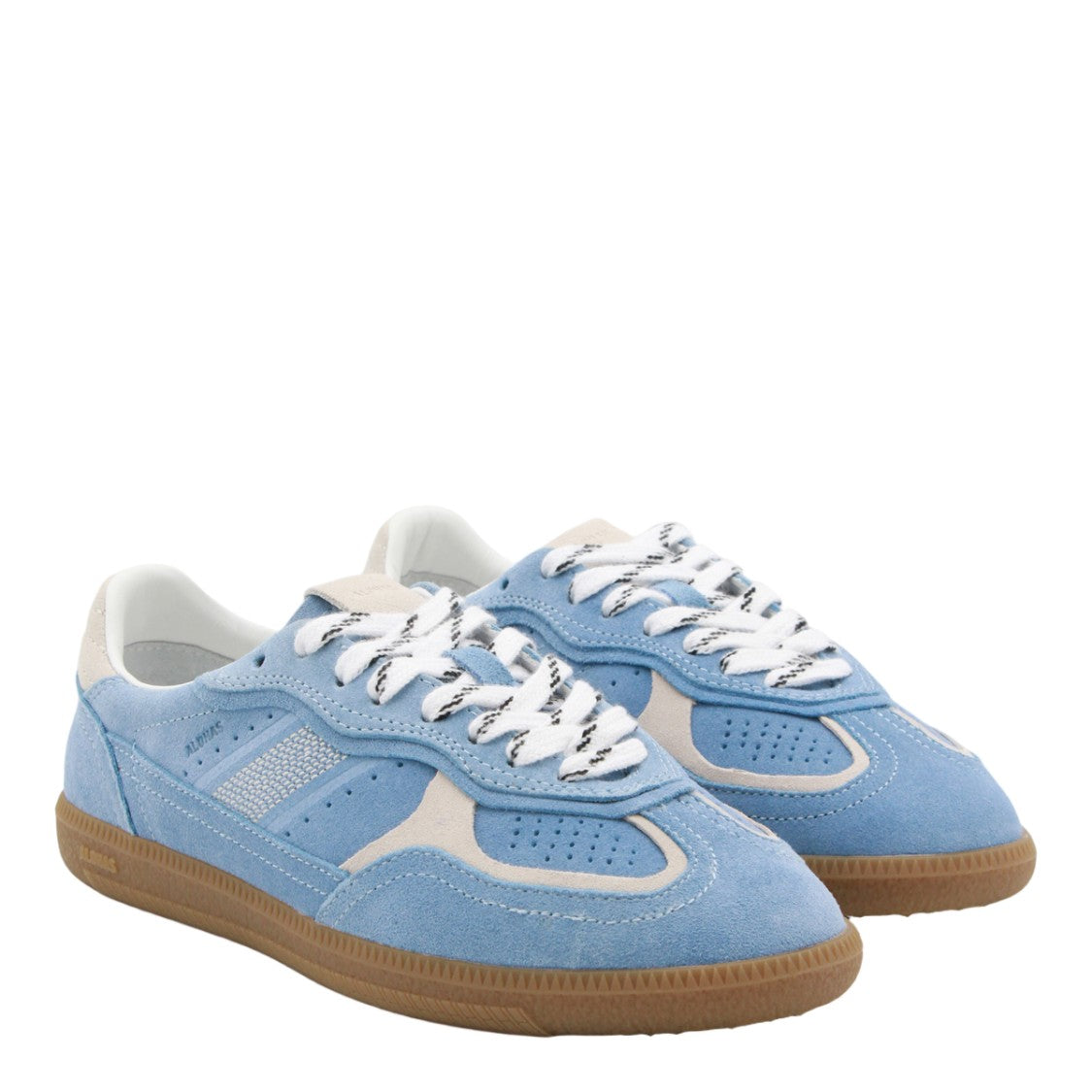 Alohas Pastel Blue Suede Sneakers With Cream Accents