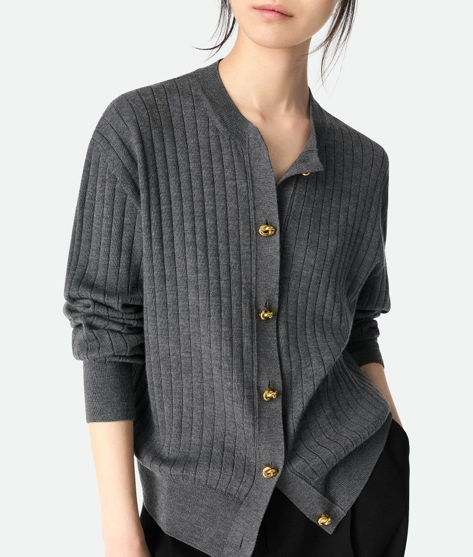 Bottega Veneta Ribbed Knit Sweater With Button-Down Front