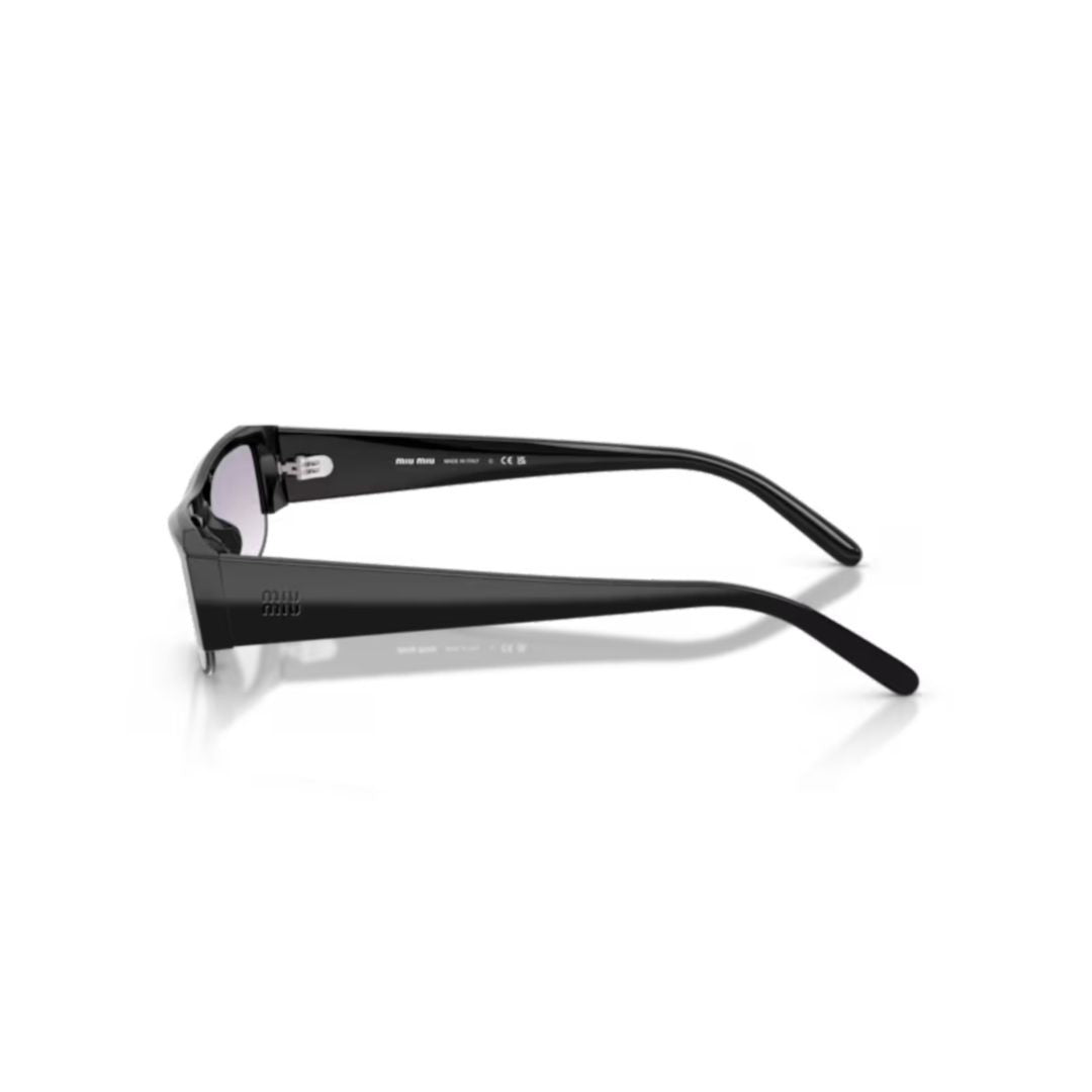 Miu Miu Rectangular Sunglasses With Glossy Black Acetate Frame