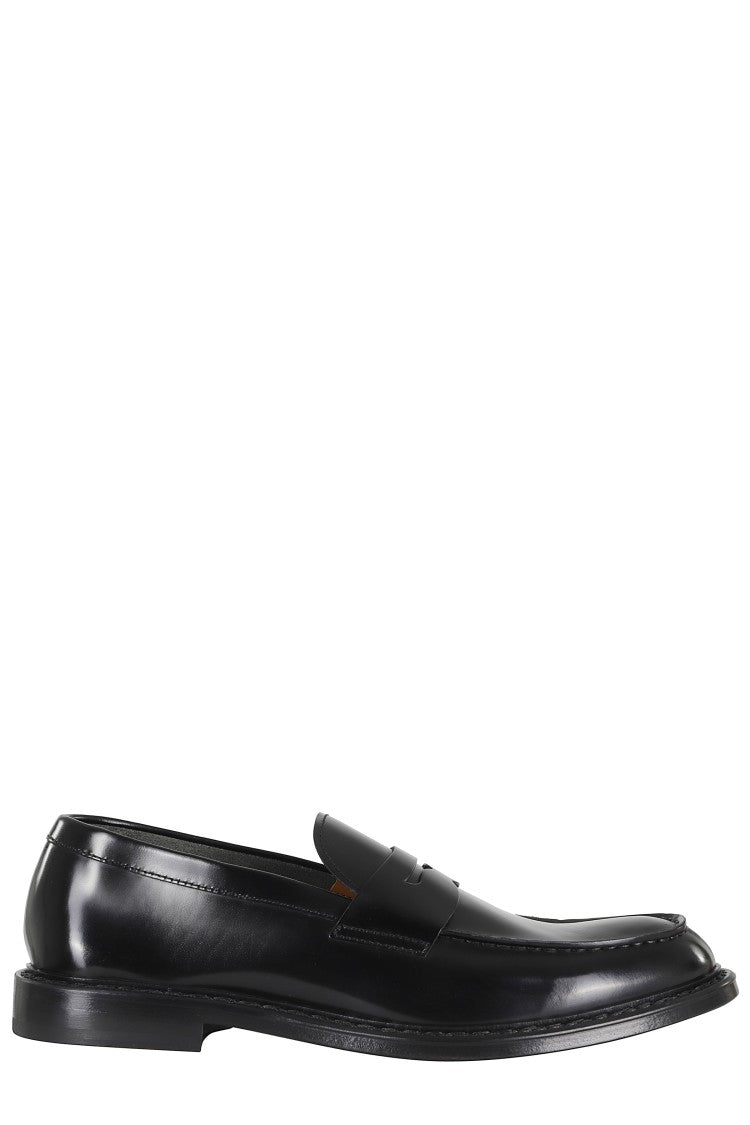 Doucal's Black Penny Leather-Sole Suede Loafers
