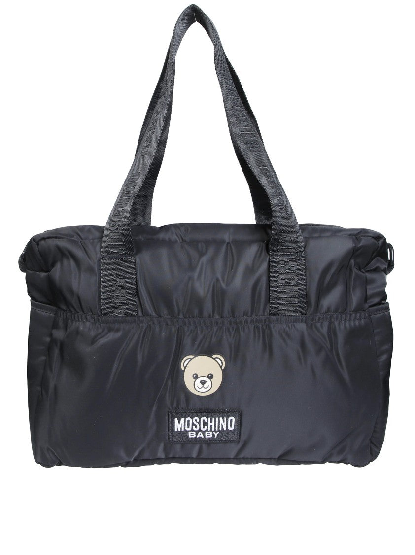 Moschino Kids Black Baby Changing Bag W/Mat Changing Bag