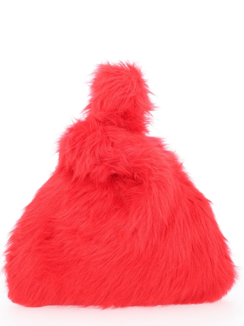 Msgm Triangular Plush Handbag With Rounded Top Handle