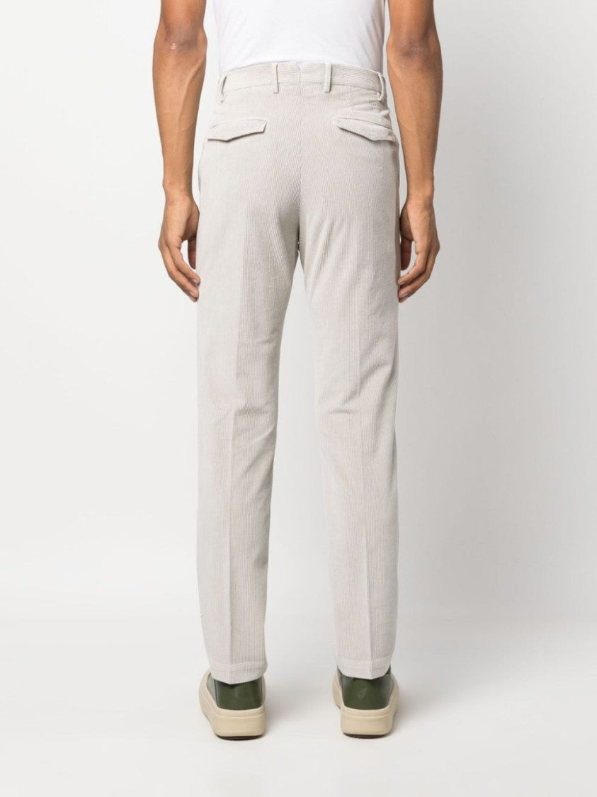 Pt Torino Tailored White Subtle Corduroy Texture Trousers