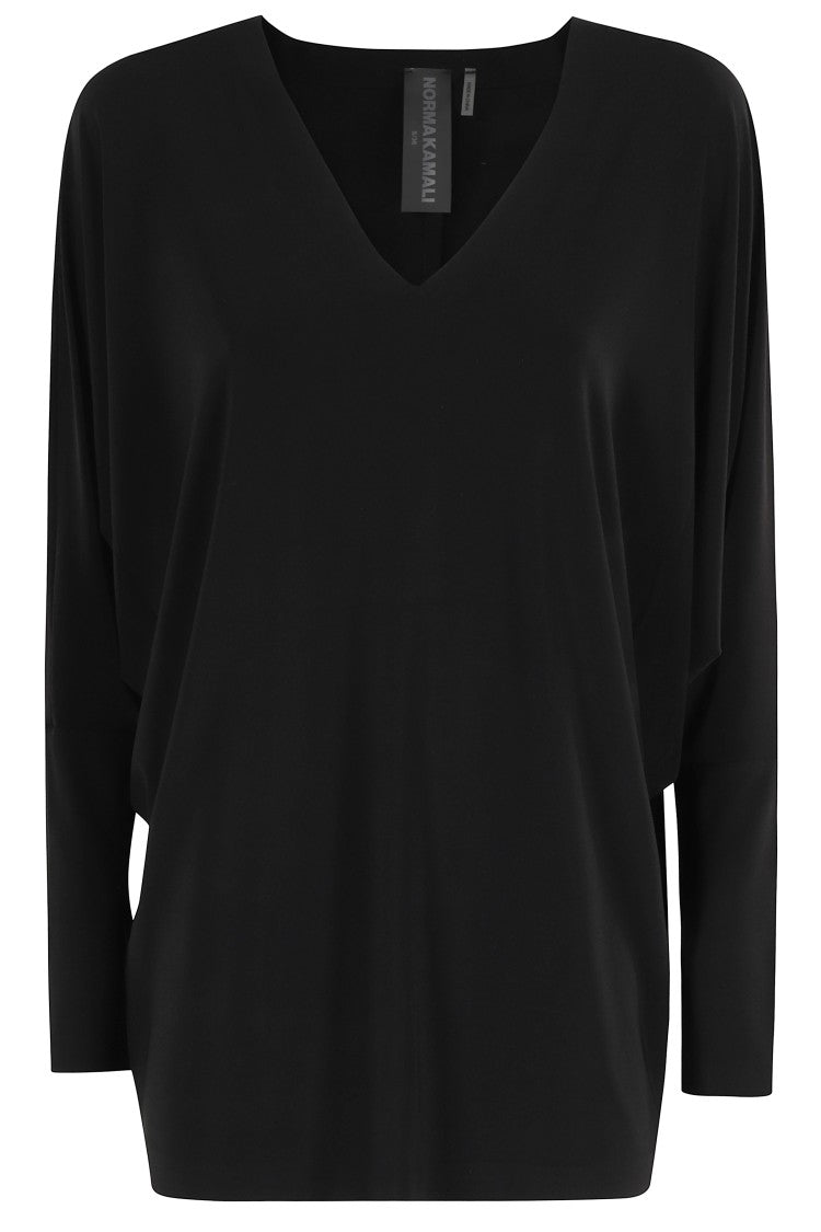 Norma Kamali Black V-Neck Dolman Sweater