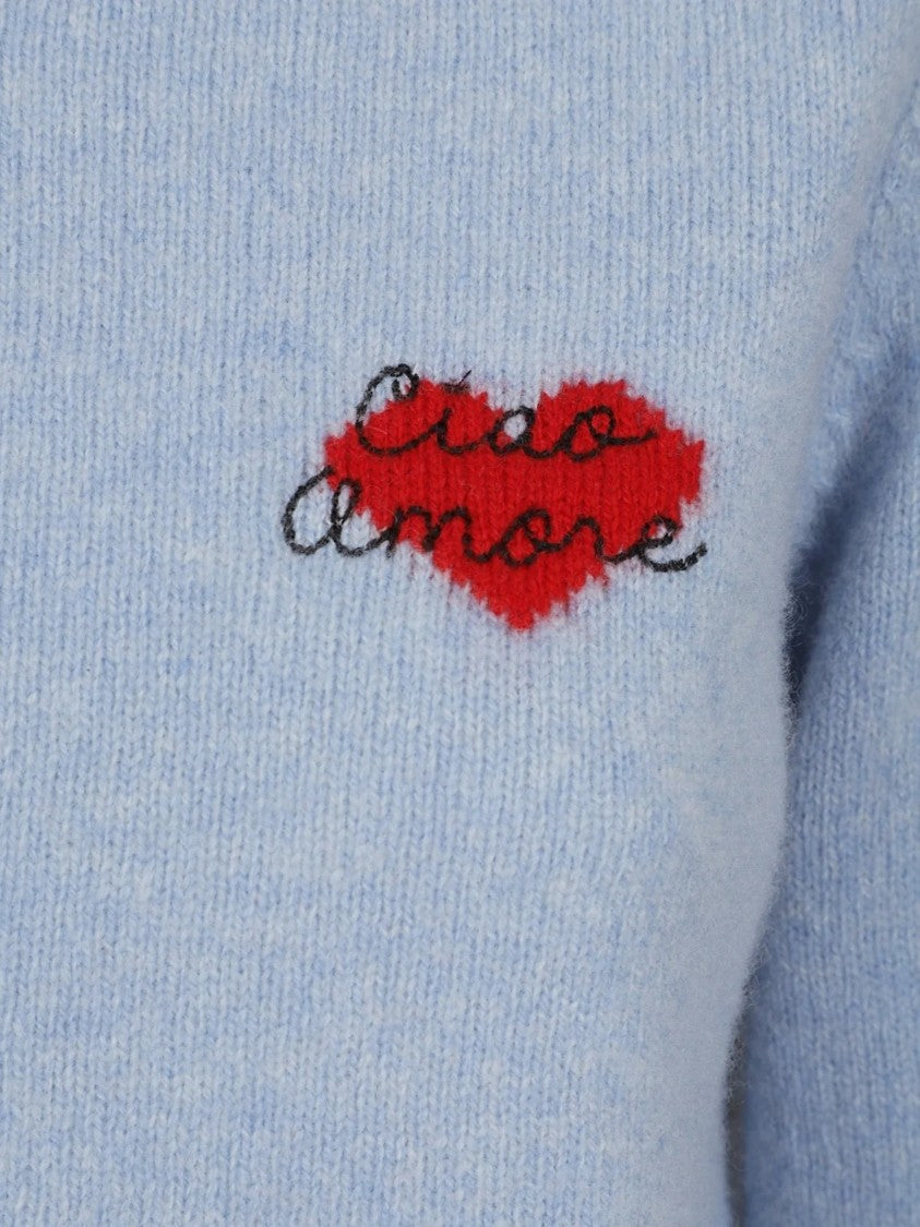 Giada Benincasa Heartbeat Crewneck Heart Embroidered Sweater
