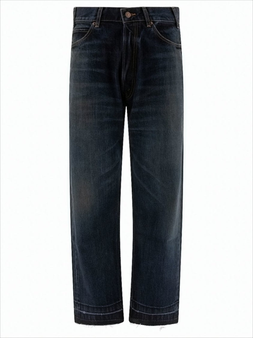 Celine Straight-Leg Denim Pants With Cropped Length And Unique Whiskering