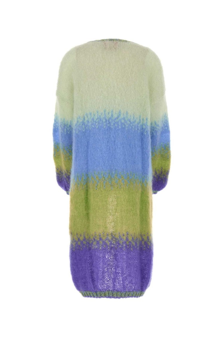 Rose Carmine Multicolor Mohair Blend Cardigan