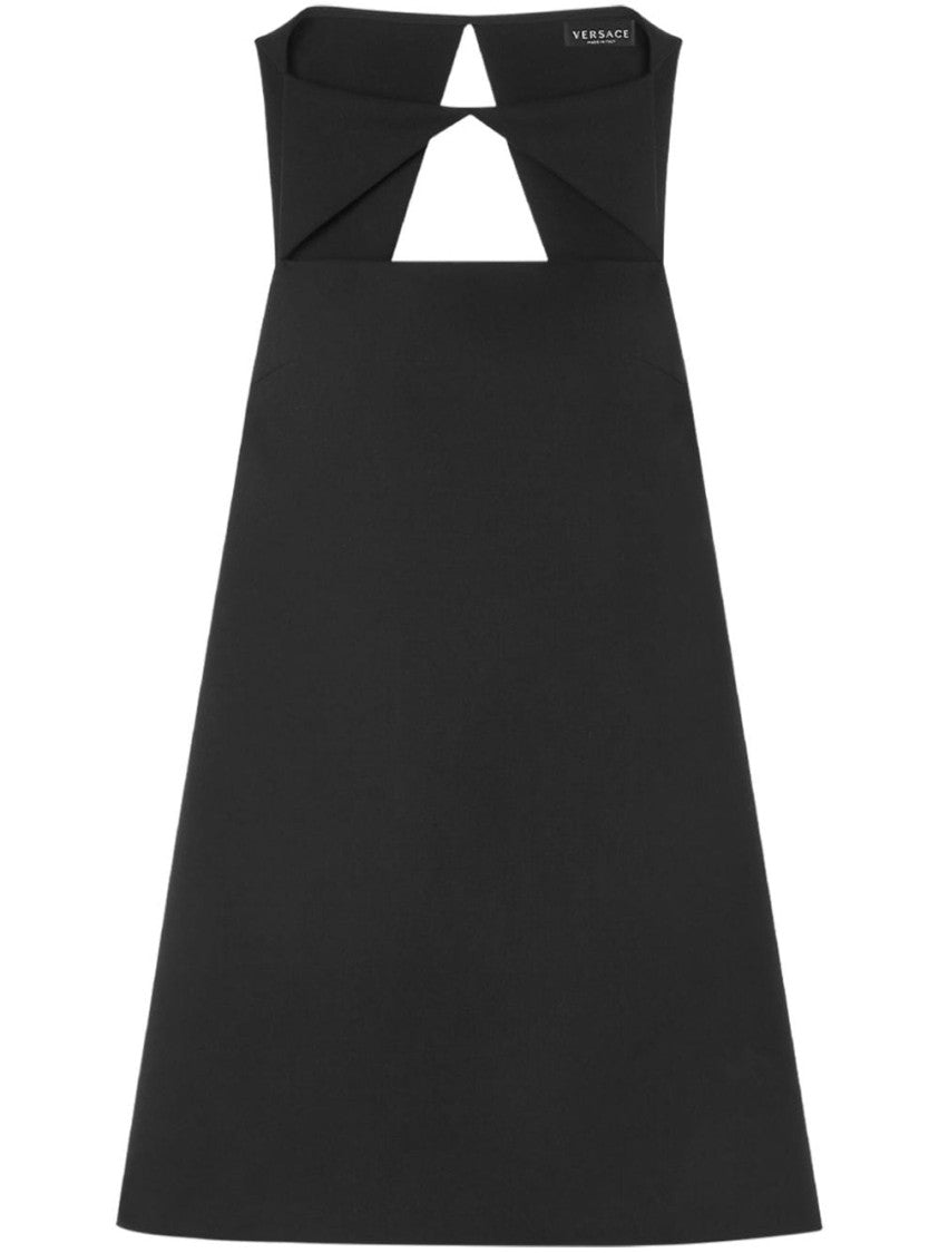 Versace Cut-Out Detail Square Neck Black Mini Dress