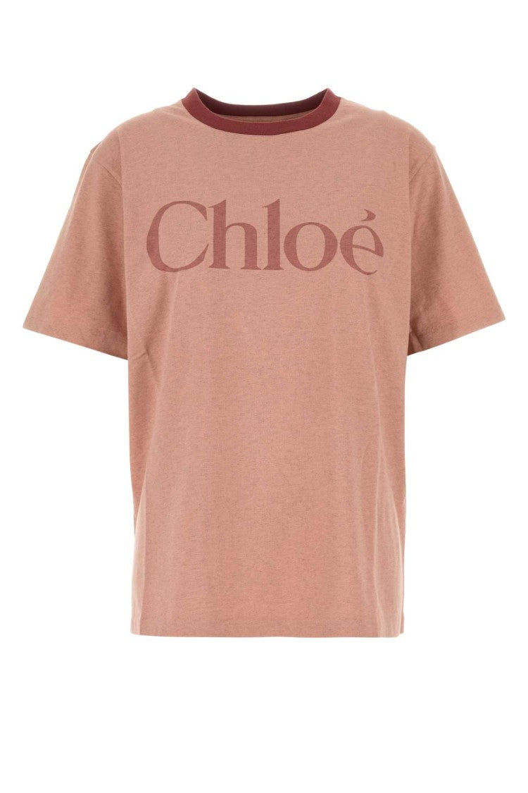Chloé Melange Dark Pink Cotton T-Shirt