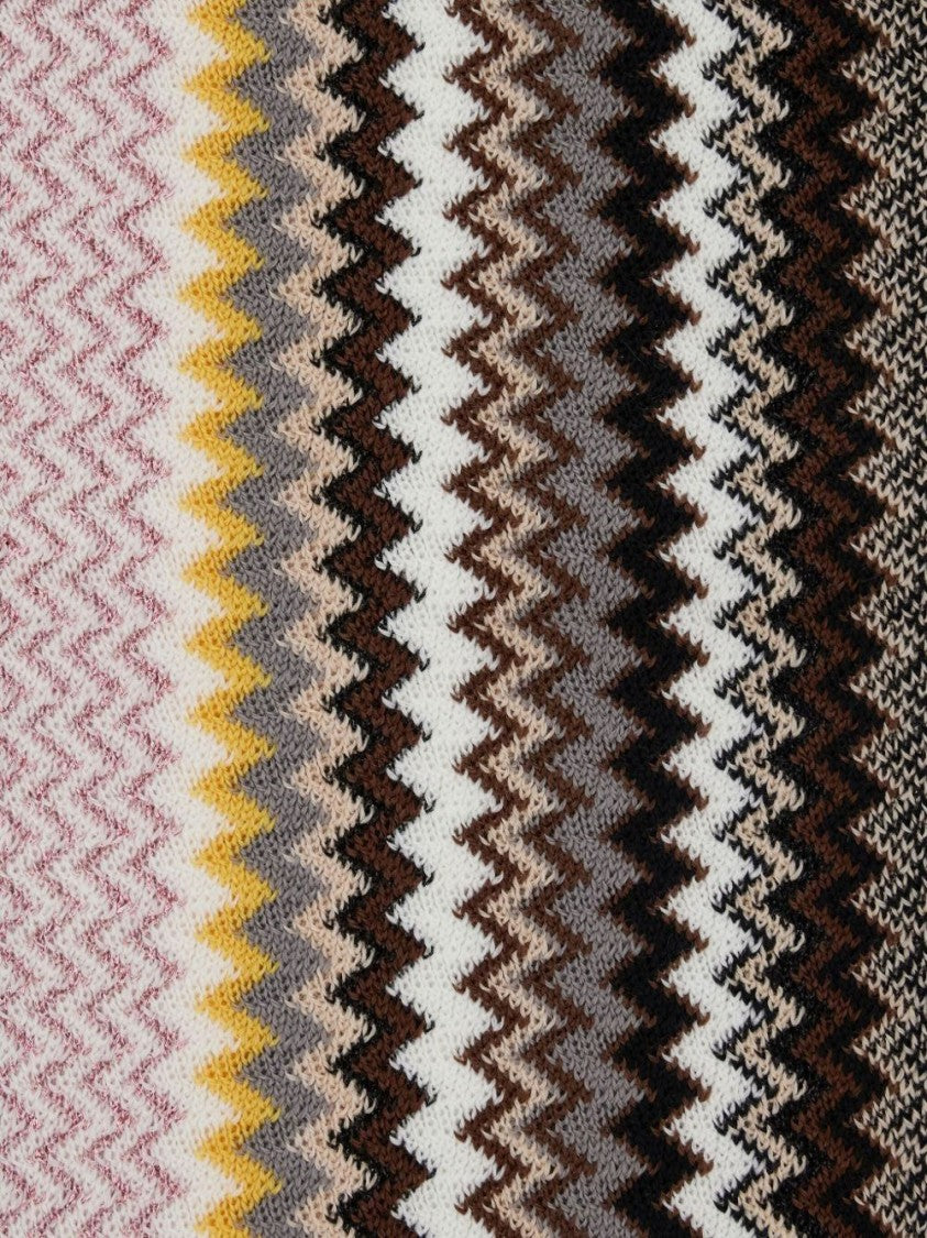 Missoni Fringed Multicolor Chevron Pattern Scarf