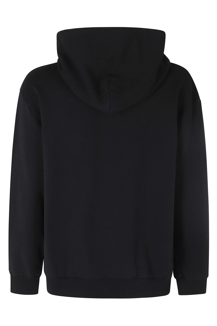 Mm6 By Maison Margiela Black Front-Printed Hooded Cotton Sweatshirt