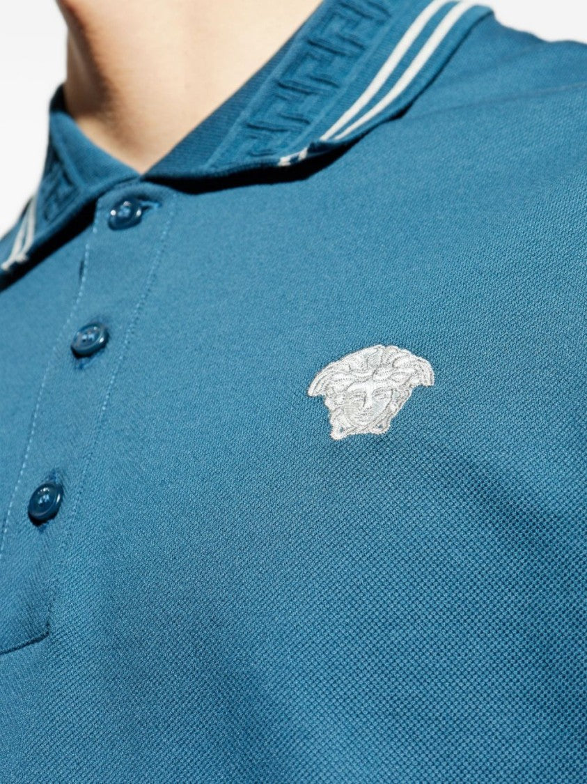 Versace Silk And Nylon Contrast Detail Polo