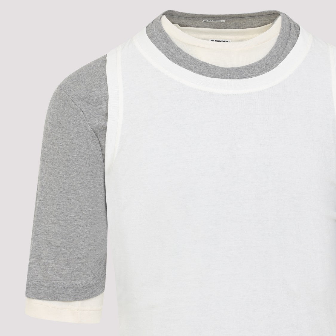 Jil Sander Kit Ss Grey And White Cotton T-Shirt