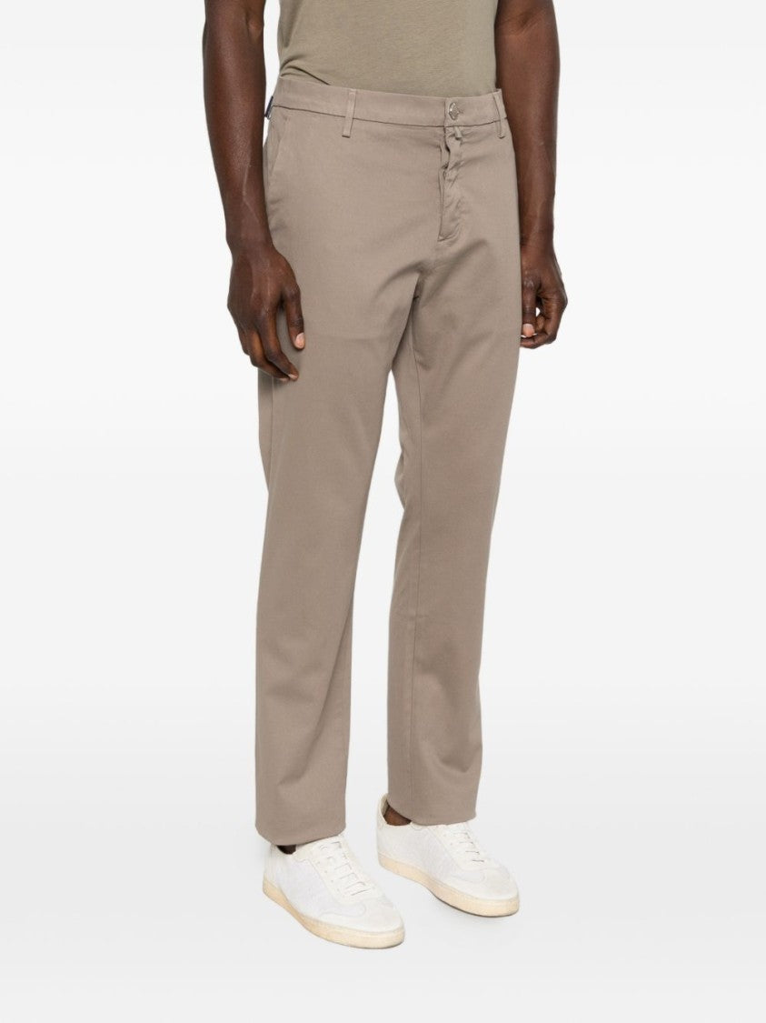 Jacob Cohen Straight-Leg Beige Pants With Button Fastening And Logo Patch