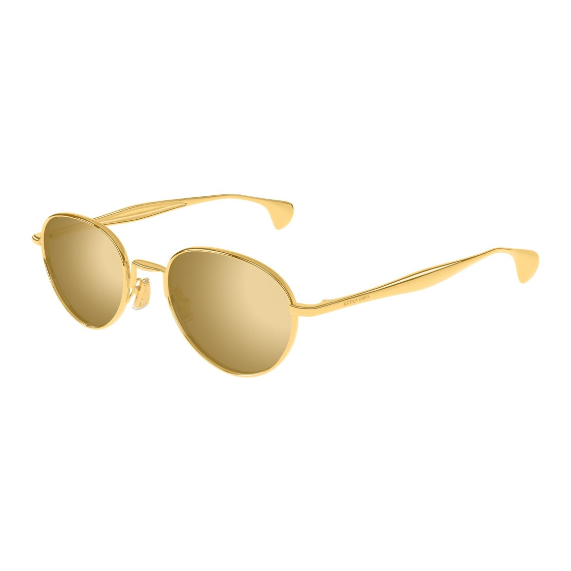 Bottega Veneta Bv1396s Rounded Metallic Gold Sunglasses