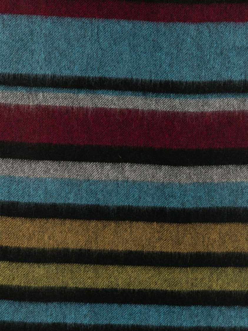 Paul Smith Multicolour Stripe Cashmere Scarf With Fringed Edges