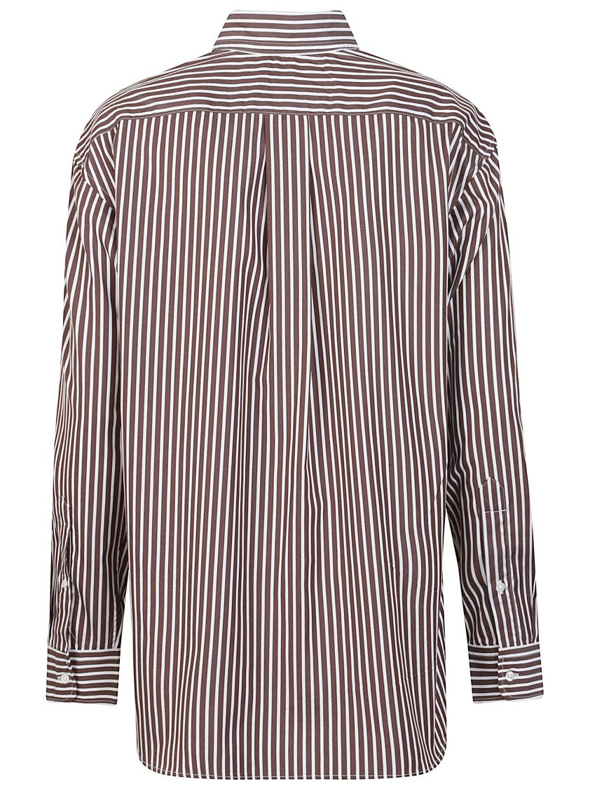 Polo Ralph Lauren Striped Cotton Poplin Blouse With Pointed Collar And Iconic Logo