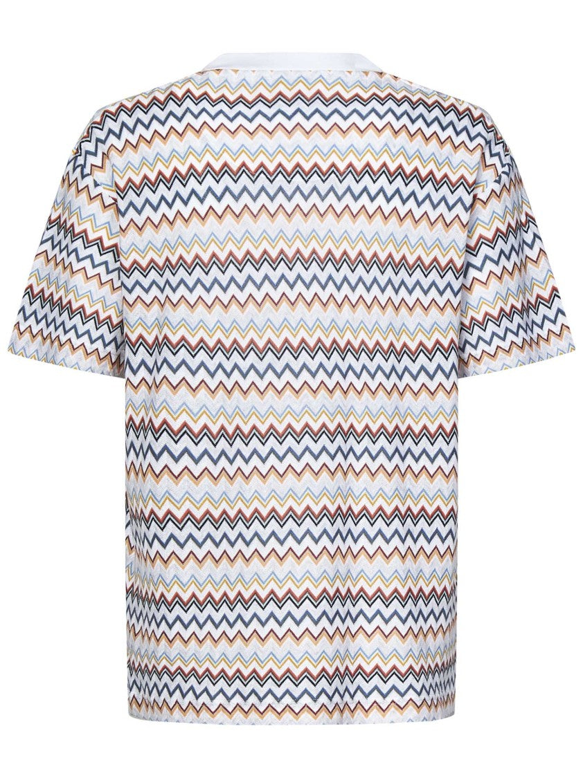 Missoni Crewneck Cotton T-Shirt With Zigzag Pattern
