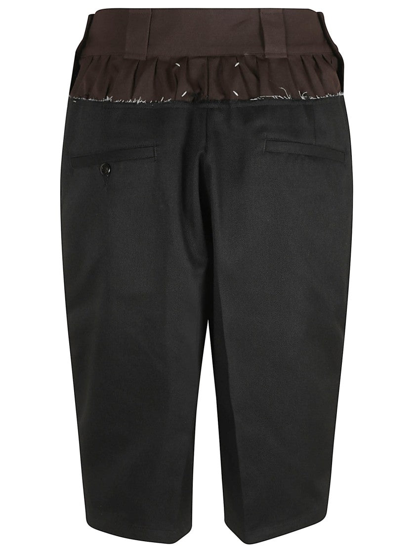 Maison Margiela Tailored Black Shorts With Unique Ruffled Waistband