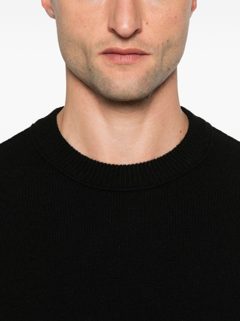 C.P. Company Black Classic Crew Neck Ribbed Sweater