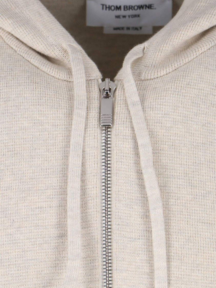 Thom Browne Beige 4-Bar Zip-Up Cotton Hoodie