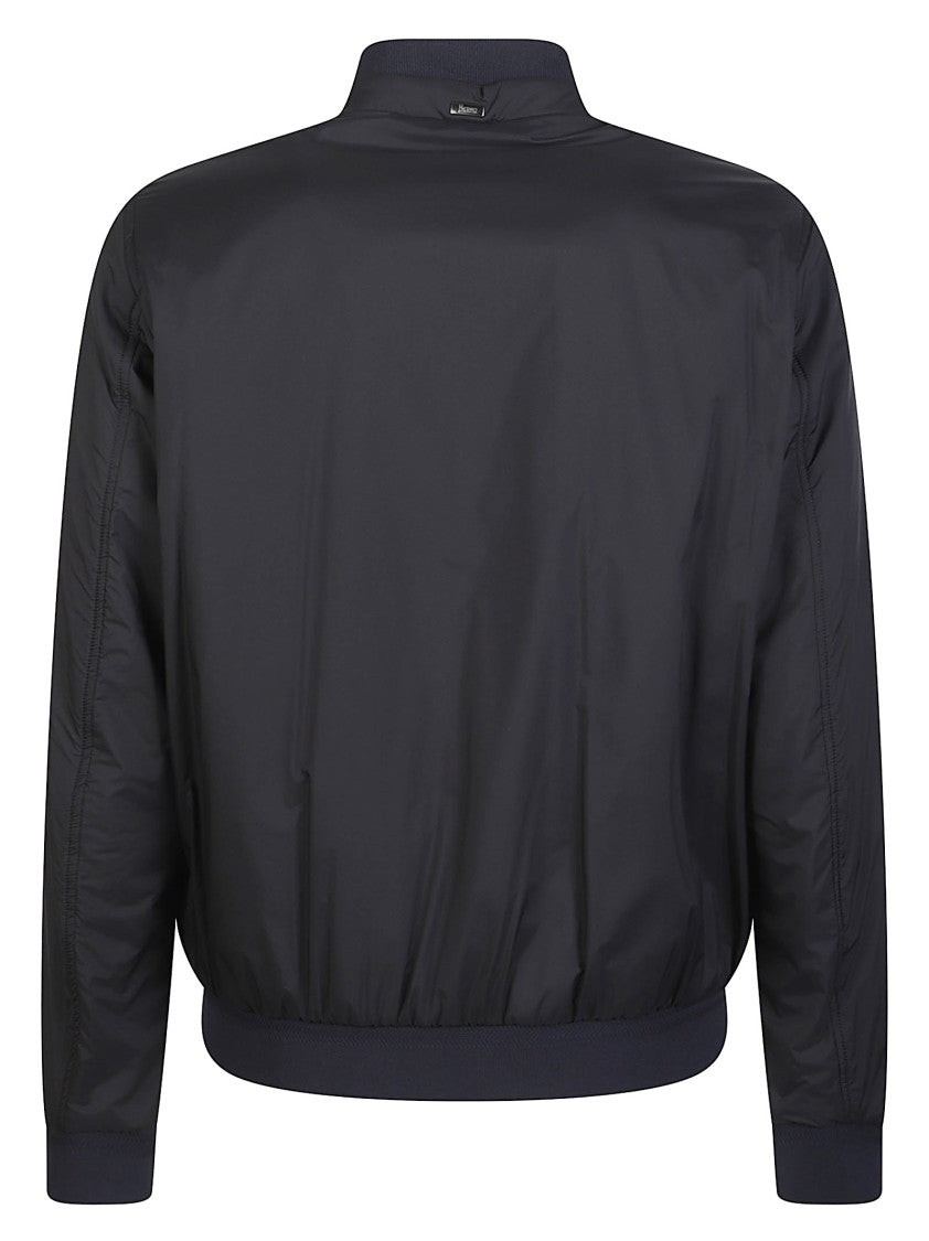 Herno Ecoage Black Stand Collar Bomber Jacket