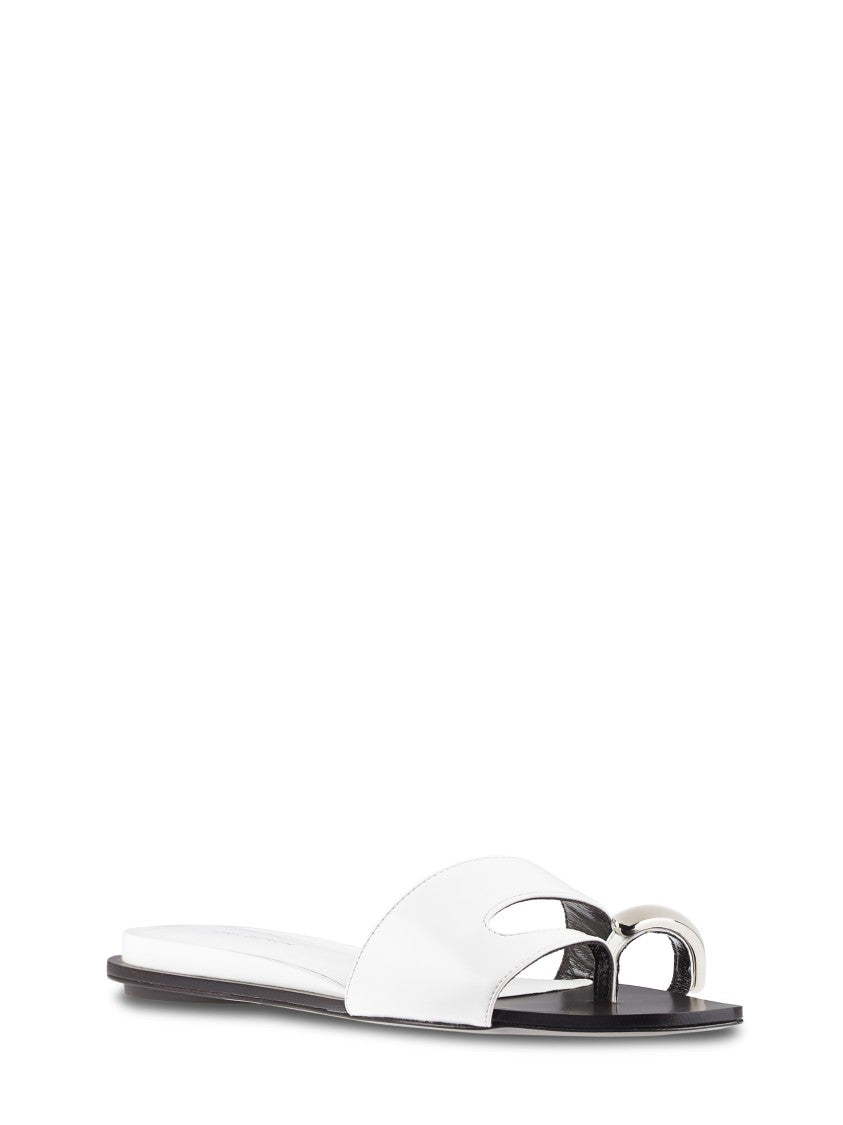 Tory Burch Pierced Leather Slide Shoes With Minimalist Silhouette